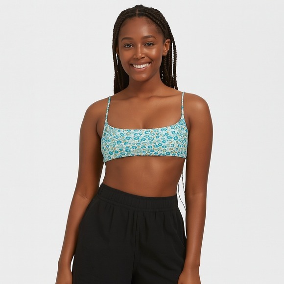 Cotton On‎ Women's Straight Neck Crop Bikini Top Green Size Small Polyester - Picture 1 of 7